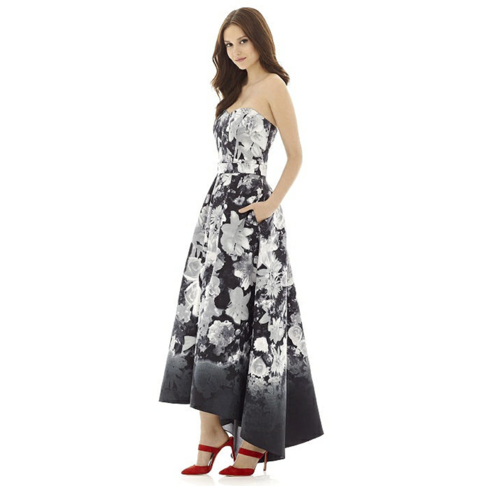 Alfred Sung D699FP Boho Floral Print Hi-Low Bridesmaid‎ Dress Size 0